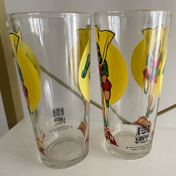 Vintage 1970s Pepsi Robin Superhero Glass Set Retro Kitchen Dining Ware - Picture 6 of 10